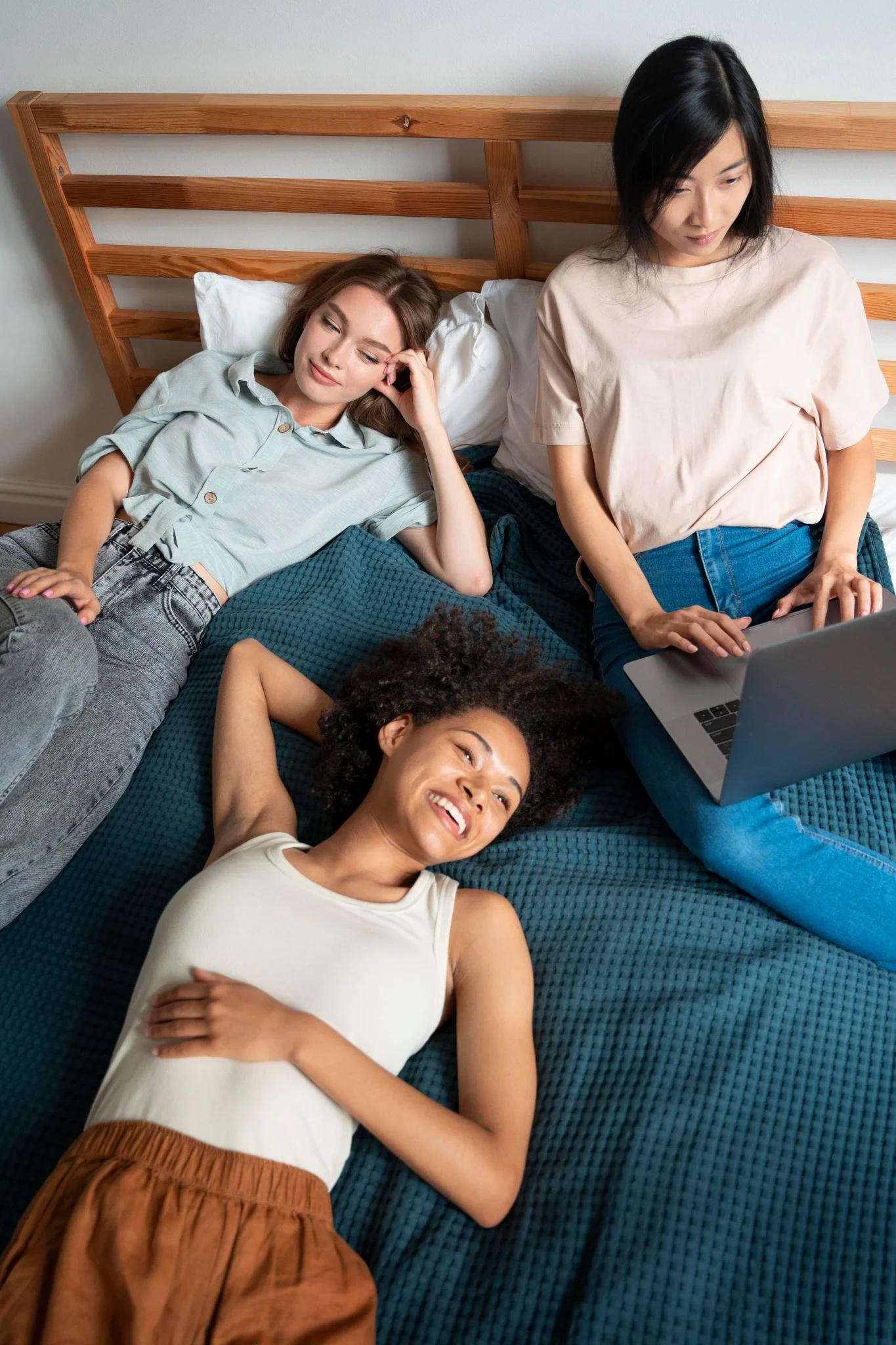 Roommates relaxing together in their home