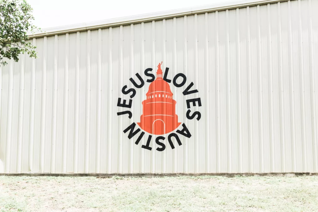 Jesus Loves Austin Mural at Expression Church in Cedar Park, Texas.