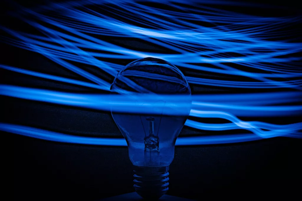 Blue bulb with wires