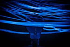 Blue bulb with wires